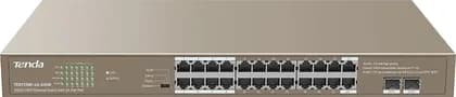 Tenda TEG1126P 24GE+2SFP Ethernet Switch 24-Port PoE, 100/1000Mbps, 48Gbps Switching Capacity, 410W Power, 4 Modes | TEG1126P-24-410W