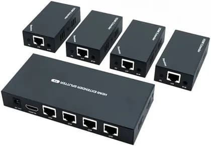60m 1x4 HDMI Splitter POC Distribution Extender Supports 1080P@60Hz for Long-Distance Signal Transmission, Black | PH1040179