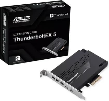 ASUS ThunderboltEX 5 Expansion Card, 2 x USB Type-C Ports, Up to 120Gbps Bandwidth, 3x Mini DisplayPort IN Ports, 130W Flexible FastCharge, PCIe 4.0 x4 interface, Black | 90MC0E50-M0EAY0