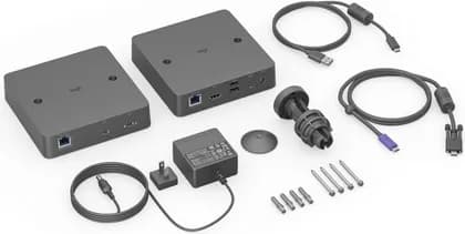 Logitech Extend BYOD Connection, Single USB-C Cable, HDMI 2.0 4K60, 2x USB 2.0, RJ45, Micro USB, Magnetic Dock, VESA Mount, Secure Firmware, Compatible with Rally Bar, Black | 952-000188 / 952-000199