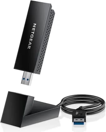 NETGEAR Nighthawk A8000 Wi-Fi 6E USB 3.0 Adapter, AXE3000 Tri-Band Wireless Gigabit Speed Up to 3Gbps, WiFi 802.11 a/b/g/n/ac, 2.4/5GHz./6GHz Bands, for Windows PC, Black | A8000-100PAS