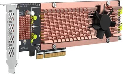 QNAP Quad M.2 2280 PCIe Gen3 x8 NVMe SSD Expansion Card, PCIe Gen3 x 8 Host Interface, Supports Four M.2 2280 NVMe SSDs, 4 x NVMe PCIe Gen3 x8 SSD Slots, Low-Profile Bracket | QM2-4P-384
