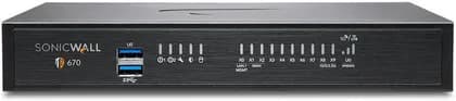 SonicWall TZ670 Network Security Appliance, 8x1GbE, 2x10G SFP+, 2 USB 3.0, 1 Console Interfaces, Up to 5 Gbps Firewall Inspection Throughput, 1,500,000 Max Connections, Black | 02-SSC-2837