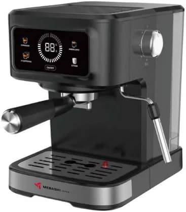 Mebashi Professional Espresso Coffee Machine, 15 Bar Espresso Maker, Steam Milk Frother, Home and Cafe Coffee Maker, Stainless Steel Design, Black | ME-ECM2121