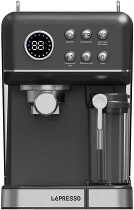 Lepresso Marzette Coffee Maker 20 Bar Espresso Machine with 1.5L Water Tank, 0.5L Milk Tank, Digital Temperature Display, Milk Frother & Cup Warmer, Black | LPCFFC7187BK