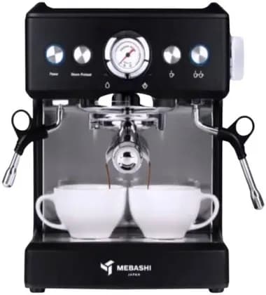 Mebashi Espresso Machine 20 Bar Pressure, 2.1L Capacity, 1350W Steel Body Coffee Maker, Milk Frother, Dual Shot Espresso Machine, Black | ME-CCM2051