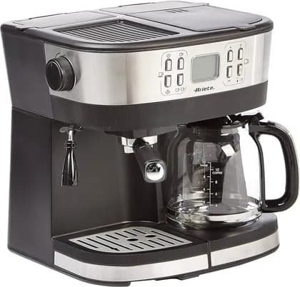 Ariete ART1369 2-in-1 Espresso & Drip Coffee Maker with 20 Bar Steam Function, LCD Display, 24H Programmable Timer, 4H Keep Warm Feature for Home & Office, Black | ART1369