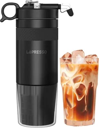LePresso Nitro Portable Cold Brew Coffee Maker with Pressure Gauge, Nitro Cold Brew Pitcher with Ceramic Brewing Chamber, Dishwasher Safe Cold Brew Maker, 480mL Capacity | LPVICFF0045BK