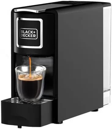 BLACK+DECKER Capsule Coffee Machine, 1140W, Compatible with Espresso Coffee Capsules, Espresso and Lungo Option, Compact Design, One-Touch Control, Fast Brewing, Removable Drip Tray, Black | CCM100-B5