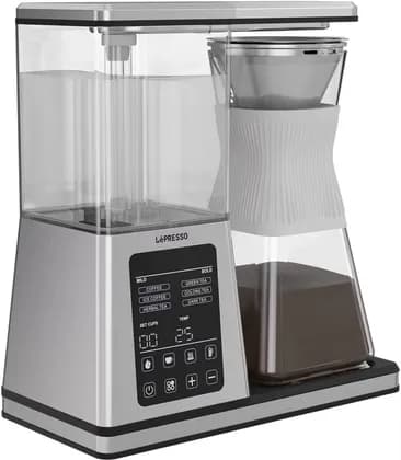 LePresso Crystal Brew Drip Coffee & Tea Maker, Smart Digital Control, 1.2L Glass Carafe, SUS304 Stainless Steel, Programmable Timer, Keep Warm Function, Silver Finish | LPCFM1236SI