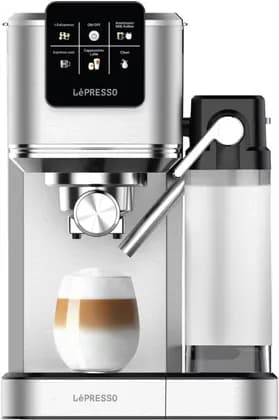 LePresso Latteo Hot & Cold Brewing Coffee Machine, 20 Bar Pressure, 1350W Boiler, 1.2L Water Tank, 1L Milk Tank, Milk Frothing System, Touch Control, Self-Cleaning, Silver Finish | LPCFFTEM0071-SL