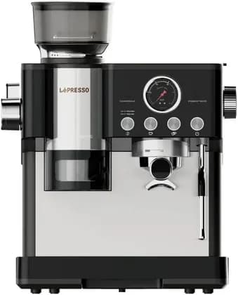 LePresso Semi-Automatic Coffee Machine, 2300W Power, 19 BAR Pump, 2.8L Tank, 250g Bean Hopper, Pressure Gauge, Smart Tamping, Removable Tanks, Black | LPYKFY22D01BK