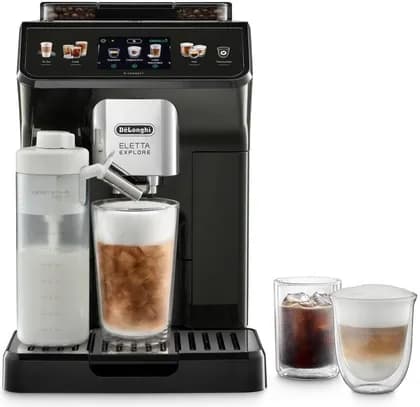 De'Longhi Cold Brew Coffee Machine ELETTA EXPLORE Fully Automatic Espresso Machine with 50+ Hot & Cold Beverages, Cold Extraction Technology, 13 Grinder Settings, Black | ECAM452.67.G