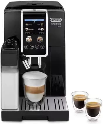 DeLonghi Dinamica Plus Fully Automatic Espresso Machine, 30+ Hot & Iced Beverages, Color Touch Display, 13 Grinder Settings, LatteCrema, Twin Shot, Signature Edition, Black | ECAM382.70.B