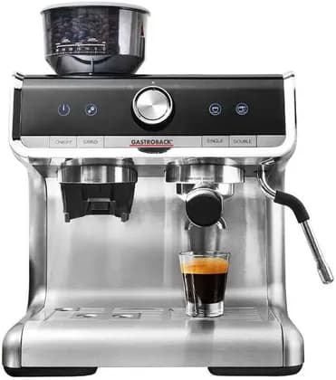 Gastroback Design Espresso Barista Pro, 15 bar Espresso Pump, 30 Grinding Grade Setting, Removable 2 Litre Water Tank, Programmable Portafilter, Thermo-Block Heating System, Silver | 42616
