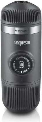WACACO Nanopressor + NS Adapter Portable Espresso Machine, 80ml Water Capacity, 18 Bar Max Pressure, Easy Crema, Pressurized Portafilter, Compatible NS Capsules, Charcoal Black | WC-NANOP-NSADAP
