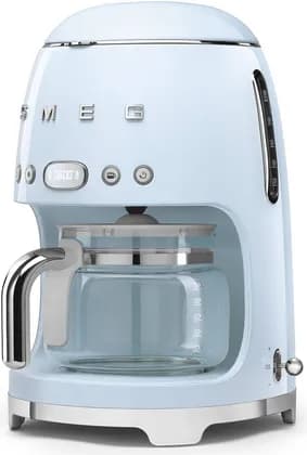 Smeg 50's Style Filter Coffee Machine, 1050 W Power, 3 Adjustable Water Hardness, 1.4 L Water Capacity, 1.25 L Carafes Capacity, Anti-drip System, Keep Warm Mode, Pastel Blue | DCF02PB