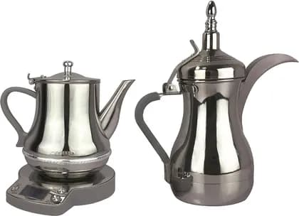 Crownline DUO-252 Karak Tea & Arabic Coffee Maker, 0.8L Stainless Steel, Smart Control Panel, LED Display, 850-1000W, 360° Rotational Base, Strix Technology, Durable & Stylish | DUO-252