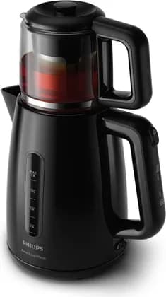 Philips HD7301 Tea Maker, 1700W Power, 1.9L Kettle Capacity, 0.9L Glass Pot Capacity, Cordless 360° Pirouette Base, Anti-Calc Filter, Auto Keep Warm, Black | HD7301/00