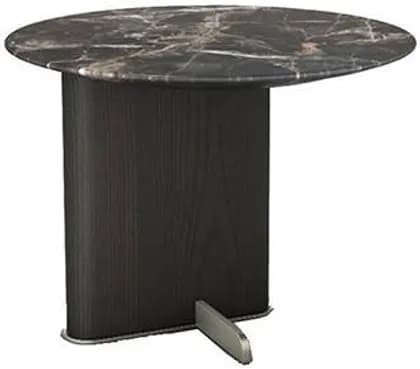 Neo Front JS196-A Corner Table, Egg Shape, Luxurious Marble Top, Solid Wood Column, Black | JS196-A