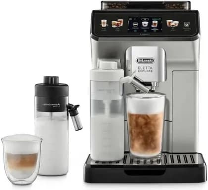 Delonghi Eletta Cold Brew Automatic Coffee Maker With LatteCrema Hot and Cool Technology, Intuitive Color 3.5 inch TFT Display, Cold Extraction Technology, Wi-Fi, Silver | ECAM450.65.S