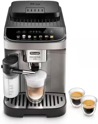 DeLonghi Magnifica Evo Automatic Coffee Machine, 15 Pump Pressure, 1.8L Water Capacity, Smart Control Panel w/ Color Touch Icons, LatteCrema Hot Technology, Titanium Black | ECAM290.81.TB