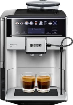 Bosch Vero Barista 600 Fully Automatic Coffee Machine, 1.7 L Water Tank, LCD Display, AromaDouble Shot, 12 Beverage Variety, Intelligent Heater, OneTouch DoubleCup, Silver | TIS65621GB