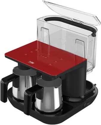 Beko Turkish Coffee Machine, Double Jug, 1100W, Up to 6 cups capacity, 3D Induction Heater Cook Sense, Aluminium Pot, One Touch Control, SpinJet, AntiSpill, Auto Water Feeding, Red | TKM8961K