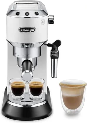 De'Longhi Dedica Pump Espresso Manual Coffee Machine | Cappuccino, Latte Macchiato With Milk Frother | Thermo Block Heating System For Accurate Temperature | Easy To Clean | EC685.W (White)