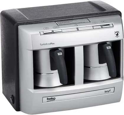 Beko Turkish Coffee Machine With Double Pot, 1200 Watts, 4 Cup Capacity, 2 Separate Brewing Units, 1L Detachable Water Tank, One-Touch, Anti Spill, SpinJet Technology, Silver | BKK 2113