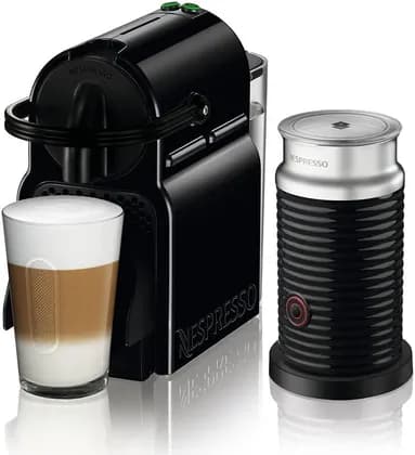 Nespresso Inissia Coffee Machine, W/ Aeroccino 3 Milk Frother, 700ML Water Tank Capacity, 25 Seconds Heat Up Time, 9 Capsules, Metal Cup Support, Black | D40BU-BK