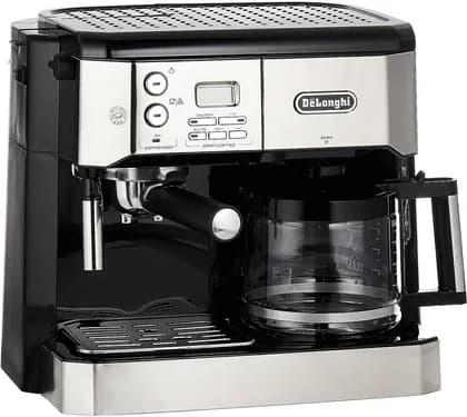 De'Longhi Combi Coffee Machine & Drip, 15 Bar Pressure, Manual Milk Frother, Removable Drip Tray, 1.2 Water Container Capacity, Auto Shut-Off, Programmable Timer, Black/Silver | BCO431
