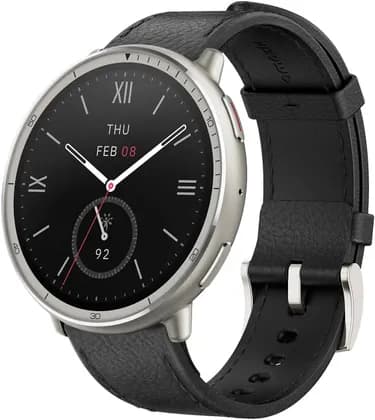 Amazfit Active 2 Premium Smartwatch, 44mm, 10 Day Battery, Fitness Tracker, Sleep Monitor, GPS Maps, 160+ Sport Modes,Water Resistant, Black Leather Premium Strap, Black | ACTIVE-2-PRM