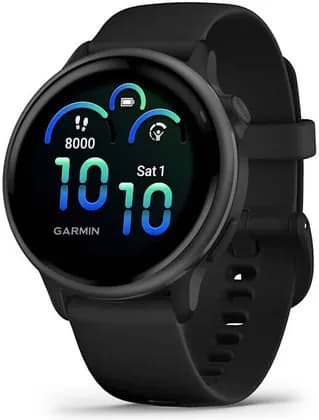 Garmin Vivoactive 6 Smartwatch, AMOLED Display, Energy Monitoring, Sleep Score, Stress Tracking, Advance Fitness Features, Smart Notifications, Slate, Black Band | 010-02985-00