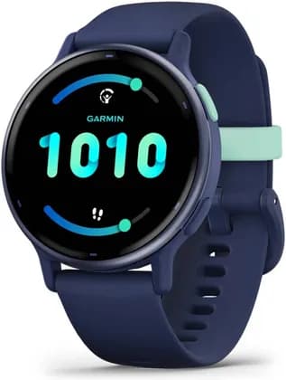Garmin Vivoactive 5 Smartwatch, GPS Fitness Tracker, AMOLED Display, Heart Rate Monitor, Sleep Tracking, Body Battery, Sports Modes, Metallic Navy, Navy Case Silicone Band | 010-02862-12