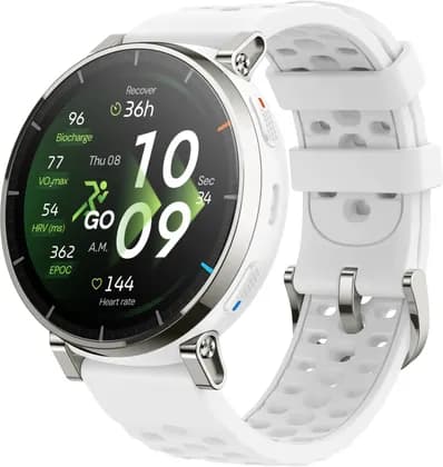 Amazfit Active 3 Premium Smartwatch, 1.32" 3000-Nits AMOLED Display, Sapphire Glass, Stainless Steel Frame, GPS, Bio Tracker, Aero White | Active 3 Premium