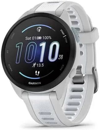 Garmin Forerunner 165 Smartwatch with Music, 1.2″ AMOLED Touch Display, 11 Days of Battery, Built-In GPS, Training Metrics, Recovery Insights, Indoor Sports Apps, Whitestone | 010-02863-31
