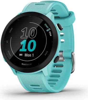 Garmin Forerunner 55 GPS Running Smartwatch with Heart Rate Monitor, PacePro, Daily Suggested Workouts, 2-Week Battery & 5 ATM Water Resistance, Aqua | 010-02562-12