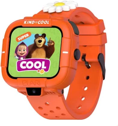 Elari KidPhone Masha And Bear 4G Kids Smartwatch, GPS Tracker, KidGram Messenger with Safe Content, 2-Way Audio and Video calls, SOS button, 2 Cameras, Orange | KidPhone