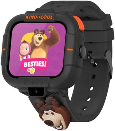 Elari KidPhone Masha And Bear 4G Kids Smartwatch, GPS Tracker, KidGram Messenger with Safe Content, 2-Way Audio and Video Calls, SOS button, 2 Cameras, Black | KidPhone