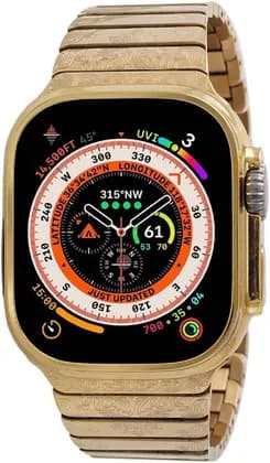 Caviar Apple Watch Ultra 3, GPS, 49mm, 24K Gold And Hand Engraved Band, Crack Dust Resistant, All Day Battery Life, Gold | WatchU3-49mm