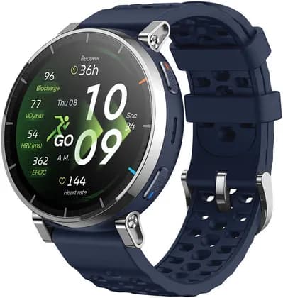 Amazfit Active 3 Premium Smartwatch, 1.32" 3000-Nits AMOLED Display, Sapphire Glass, Stainless Steel Frame, GPS, Bio Tracker, Atlas Blue | Active 3 Premium