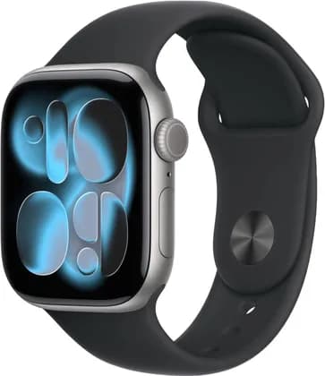 Apple Watch Series 11 Smartwatch, Always-On Retina Display, S10 Chip, watchOS, 50m Water Resistance, GPS, 42mm Space Gray Aluminum Case, 130-180mm S/M Band Size, Black Sport Band | MEQW4LW/A