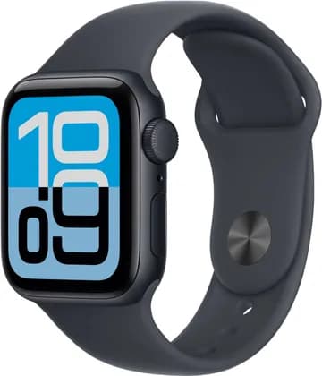 Apple Watch SE 3 Smartwatch, Always-On Retina Display, S10 Chip, watchOS, 50m Water Resistance, GPS, 40mm Midnight Aluminum Case, 130-180mm S/M Size Band, Midnight Sport Band | MEH94LW/A