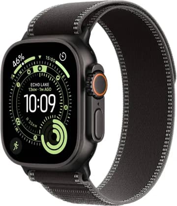 Apple Watch Ultra 3 Smartwatch, Always On Retina Display, S10 Chip, Up to 42 Hours Battery, GPS + Cellular, 145-220mm M/L Size, 49mm Black Titanium Case, Black/Charcoal Trail Loop | ULTRA-3