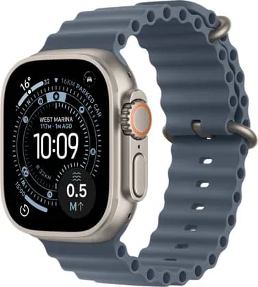 Apple Watch Ultra 3 Smartwatch, Always On Retina Display, S10 Chip with 64-Bit Dual-Core Processor, Up to 42 Hours Battery, GPS + Cellular, 49mm Natural Titanium Case, Anchor Blue Ocean Band | ULTRA-3