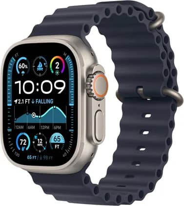 Apple Watch Ultra 2 GPS+Cellular 49mm Smartwatch with Rugged Titanium Case & Navy Ocean Band, Fitness Tracker, Precision GPS, Action Buton, Extra-Long Battery Life, Bright Retina Display | MX4D3QA/A