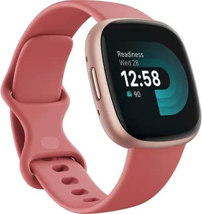 Fitbit Versa 4 Fitness Smartwatch, 1.58" AMOLED Touch Display, Daily Readiness, GPS, 24/7 Heart Rate, 40+ Exercise Modes, Sleep Tracking, 6+ Day Battery Life, Pink Sand / Copper Rose | FB523RGRW