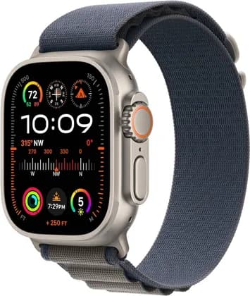 Apple Watch Ultra 2 GPS+Cellular 49mm Smartwatch with Rugged Titanium Case & Blue Alpine Loop - Large, Fitness Tracker, GPS, Action Buton, Extra-Long Battery Life, Bright Retina Display | MRFD3ZA/A