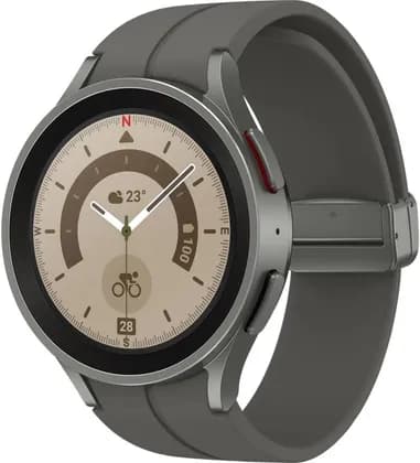 Samsung Galaxy Watch 5 Pro, AMOLED Display Type, 45mm Case Size, GPS, Bluetooth, With Advanced Health monitoring, Fitness Tracking, Sleep Cycles, Water Resistant, Titanium Grey | SM-R920NZTAME